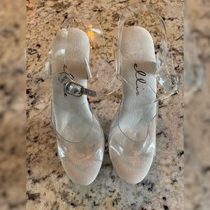 Clear Ellie Platform Heels. Size 8.